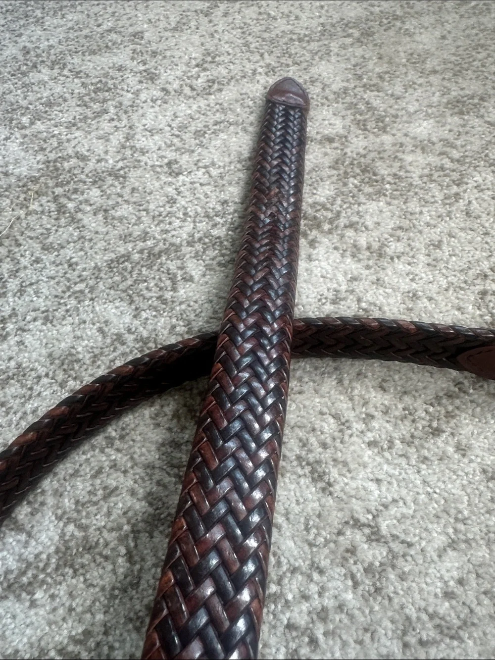 Brown Leather Weaved Adjustable Men’s Belt 32